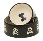 Max & Bella Naughty Skull Ceramic Dog Bowl