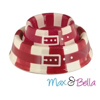 Max & Bella Red Decor Ceramic Dog Bowl
