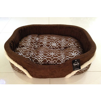 Silver Fur Brown Dog Bed - Small