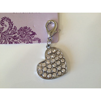 Dog Charm Silver Heart