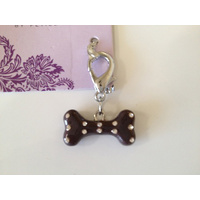 Dog Charm Brown Bone Stud